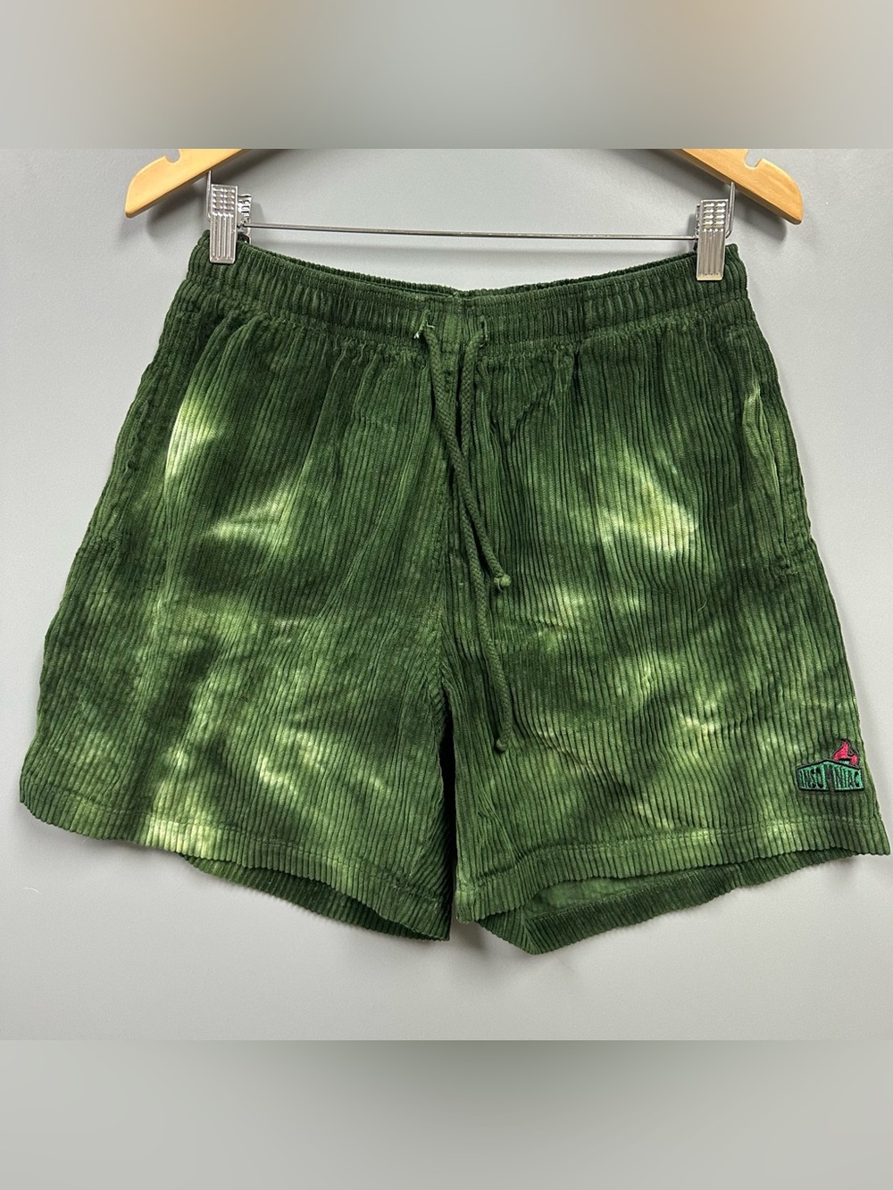 Vintage Insomniac Men's Green Tie Dye Corduroy Drawstring Shorts Size Medium